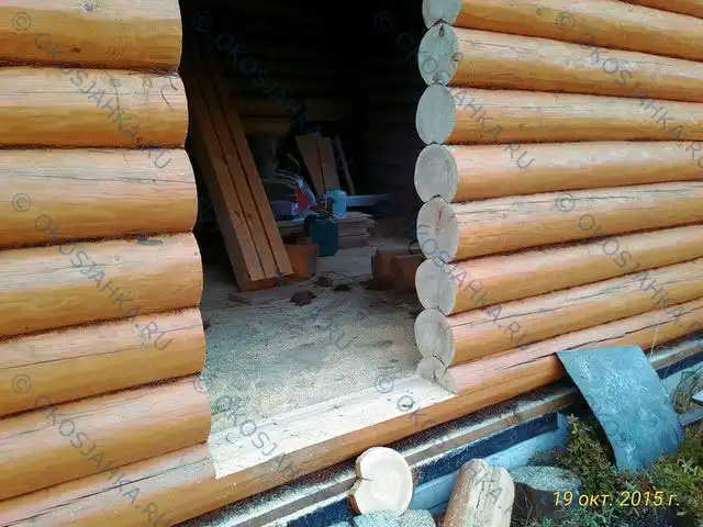 Изготовление и установка окосячки в бане из бревна